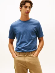 Tommy Hilfiger Flag Embroidery Crew Neck T-Shirt - Marl Blue - S