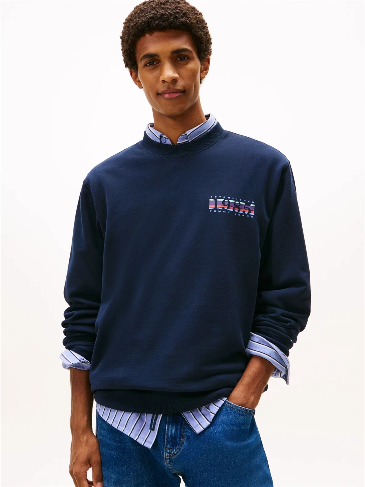 Tommy Jeans 1985 DNA Crew Neck Sweatshirt - Navy - L