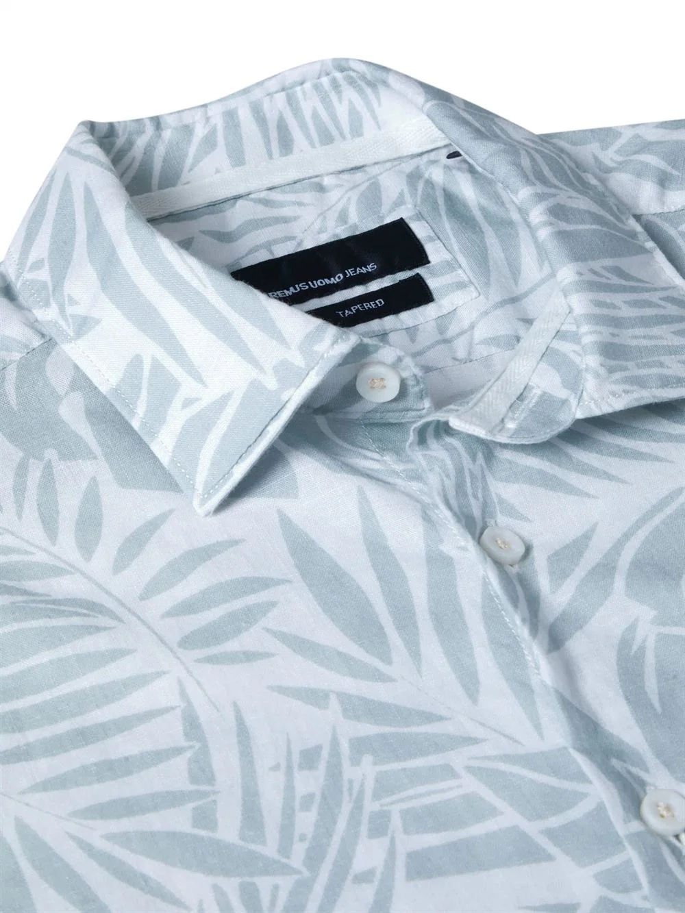 Remus Uomo Parker Leaf Print Shirt - Green - M