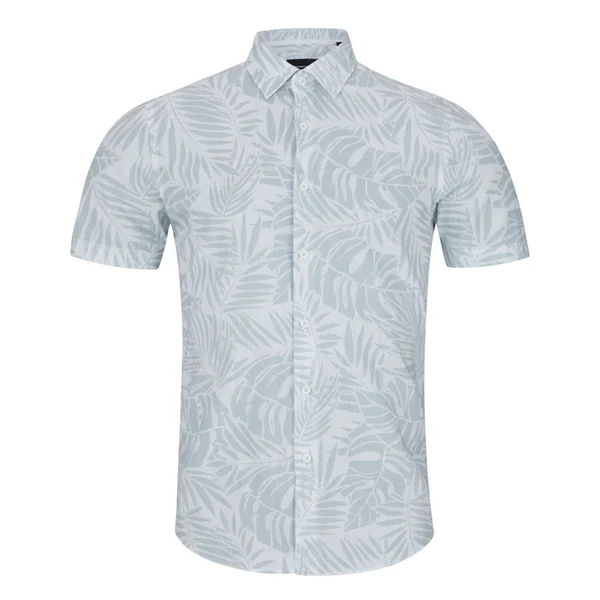 Remus Uomo Parker Leaf Print Shirt - Green - M