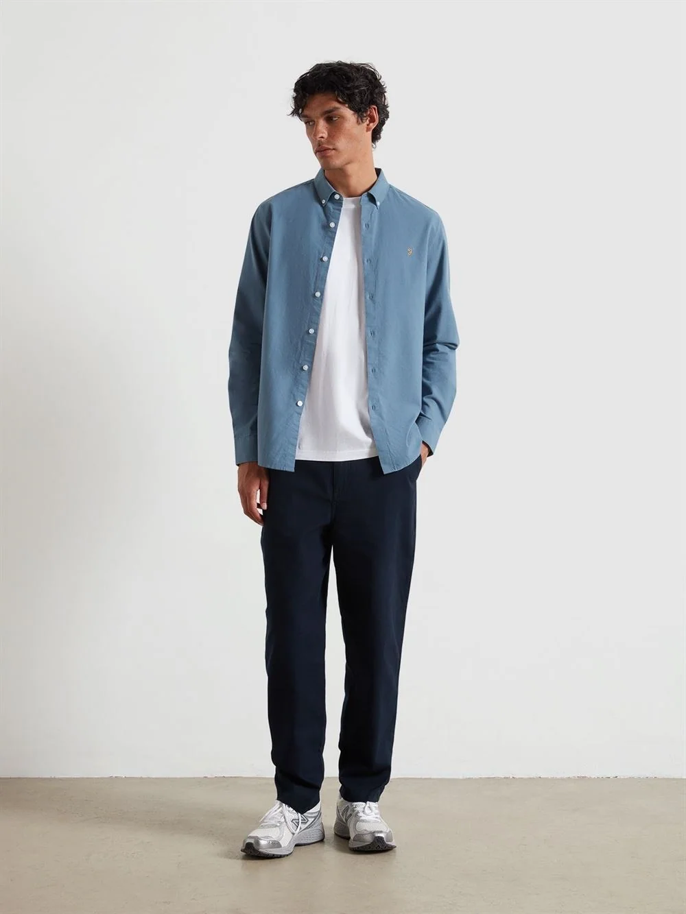 Farah Brewer Organic Cotton Oxford Shirt - Blue - S