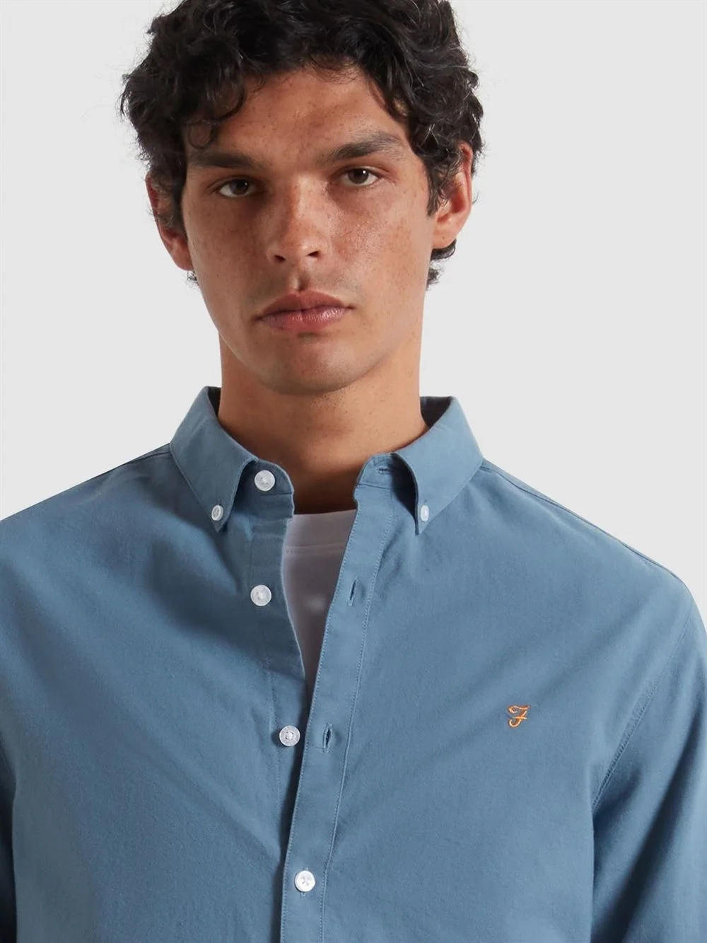 Farah Brewer Organic Cotton Oxford Shirt - Blue - S