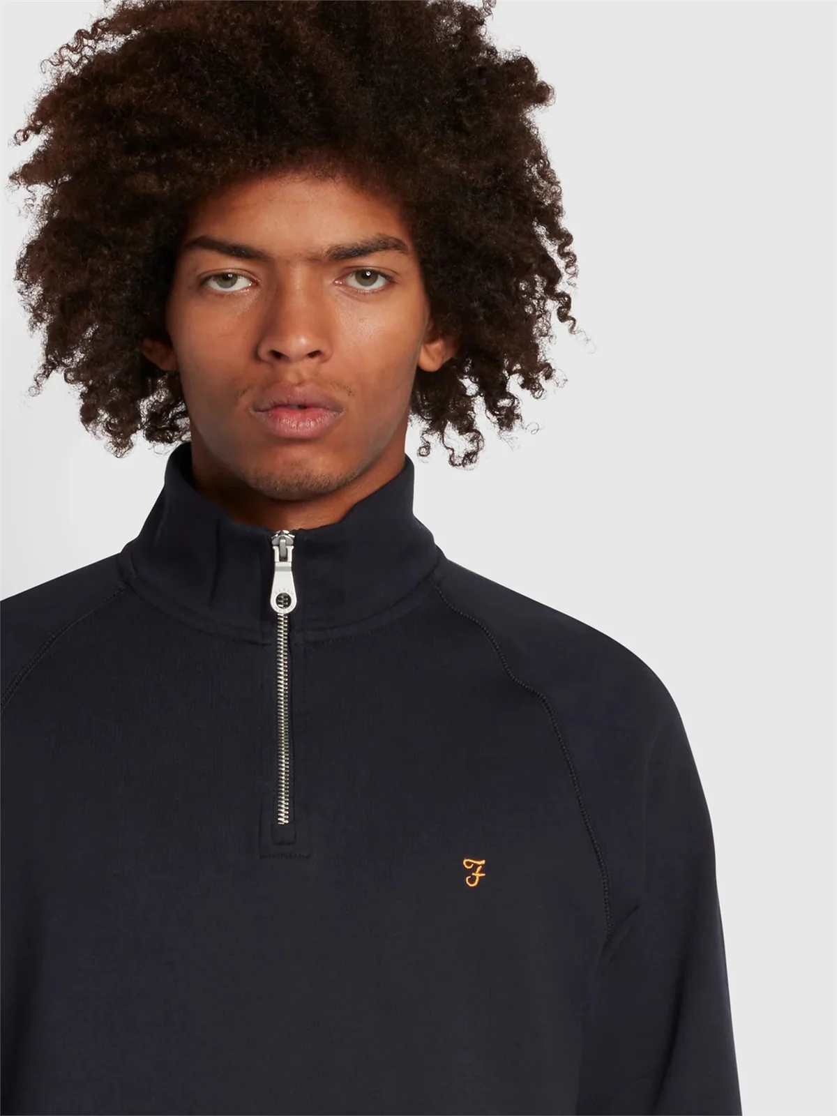 Farah Jim Organic Cotton 1/4 Zip Sweatshirt - Navy - M
