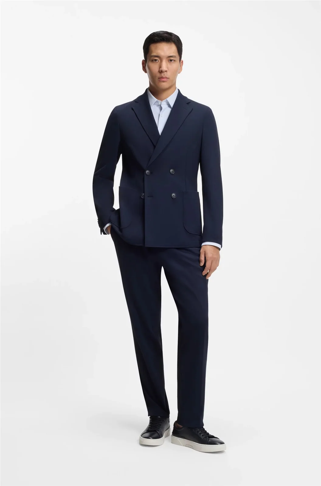 Boss P-Hank-S-Slim-fit Printed Stretch Jersey Shirt - Blue - 18