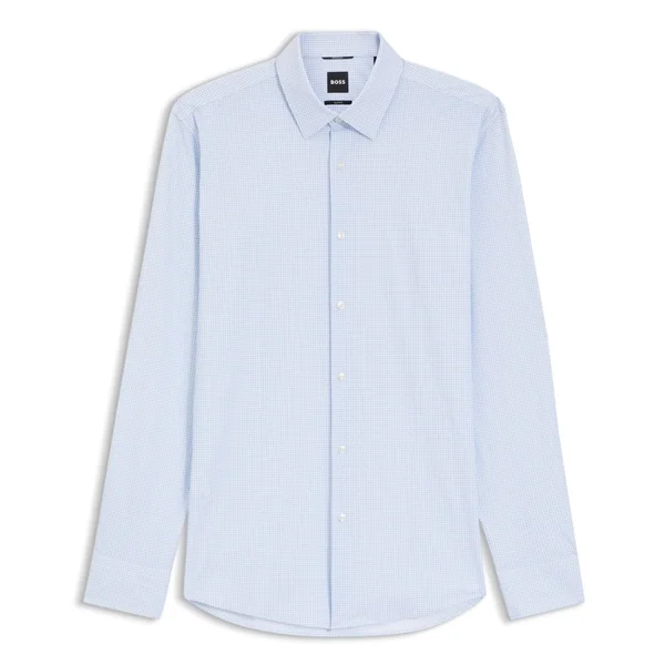 Boss P-Hank-S-Slim-fit Printed Stretch Jersey Shirt - Blue - 18