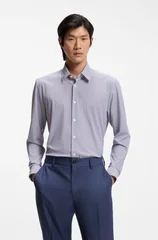 Boss Printed Liam Stetch Jersey Shirt - White - M