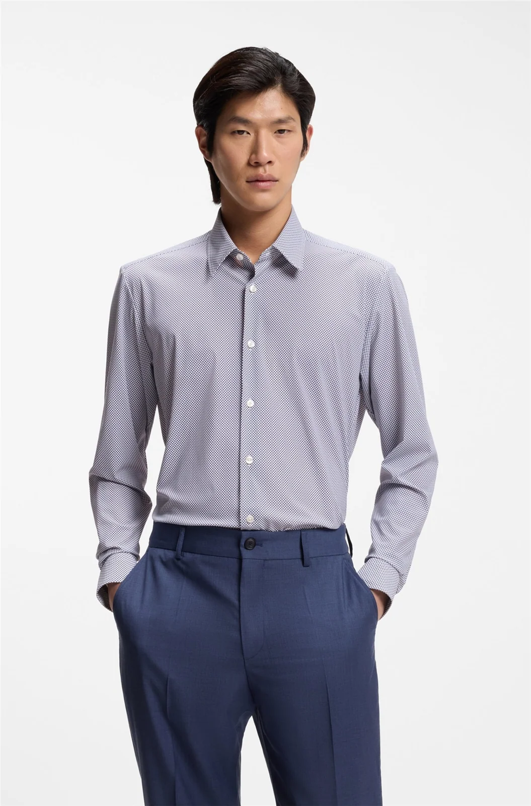 Boss Printed Liam Stetch Jersey Shirt - White - M