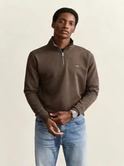 Gant Reg Shield Half Zip Sweatshirt - Beige - M