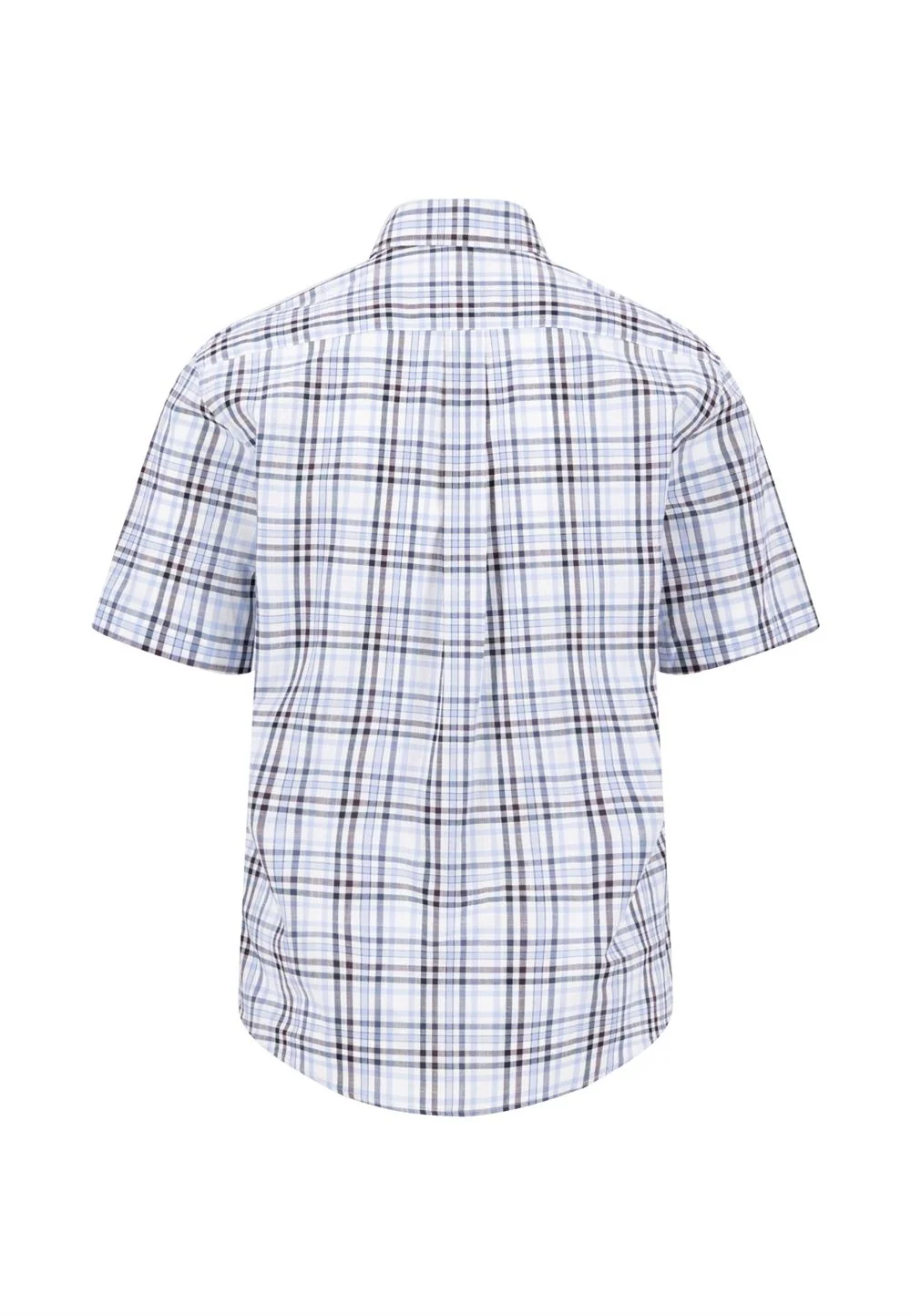 Fynch Hatton Slub Check Short Sleeved Shirt - Purple - M