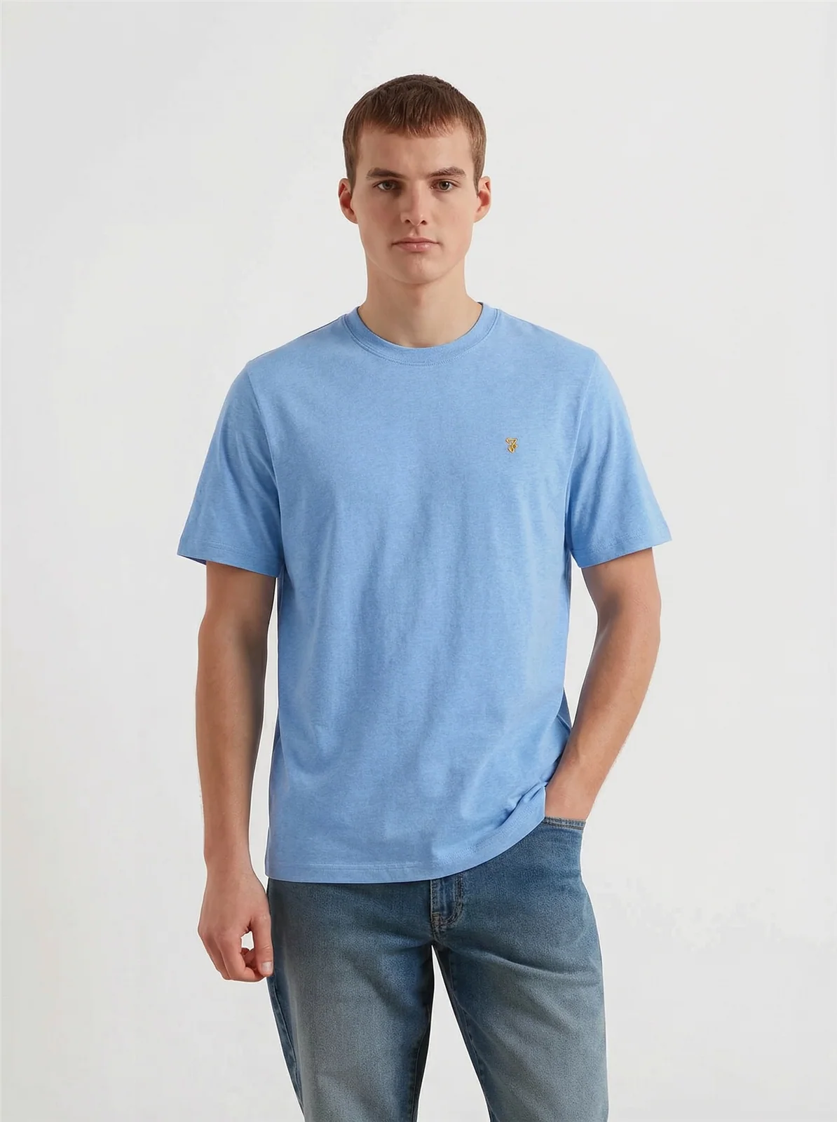 Farah Danny Organic Cotton Regular Fit T-shirt - Sky Blue - M