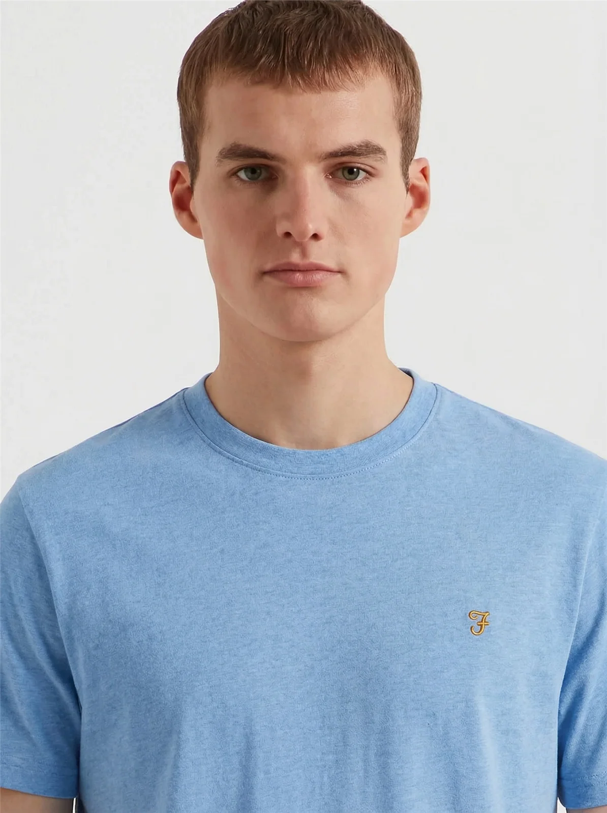 Farah Danny Organic Cotton Regular Fit T-shirt - Sky Blue - M