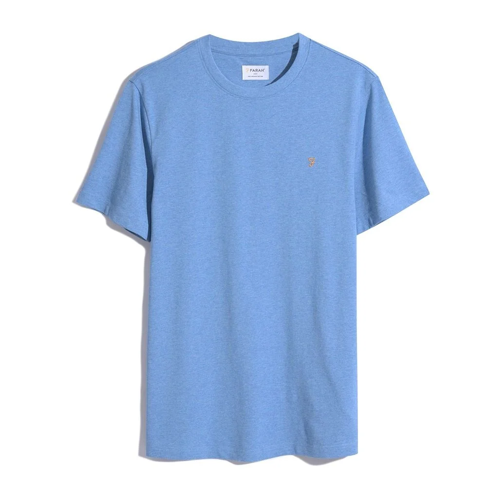 Farah Danny Organic Cotton Regular Fit T-shirt - Sky Blue - M