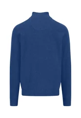 Fynch Hatton Cotton Troyer-Zip Structure Sweater - Blue - M
