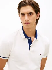 Tommy Hilfiger Contrast Collar Block Polo Shirt - White - M