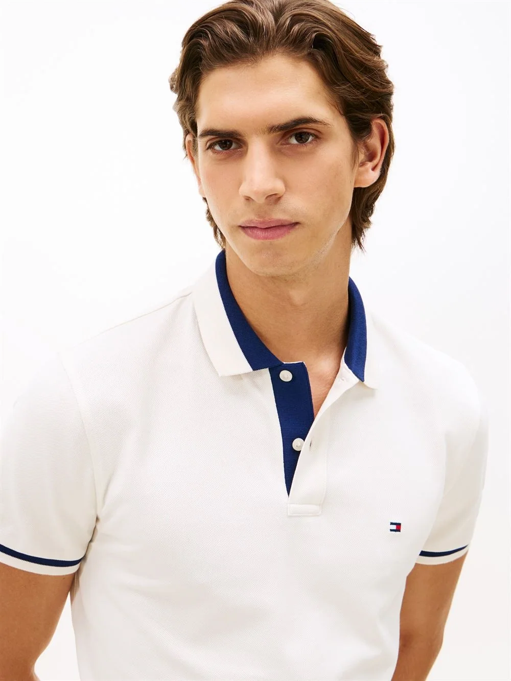 Tommy Hilfiger Contrast Collar Block Polo Shirt - White - M