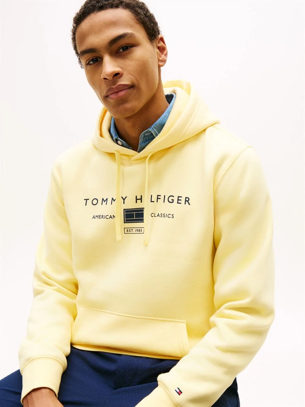 Tommy Hilfiger Brand Love Mono Logo Hoodie - Yellow - S