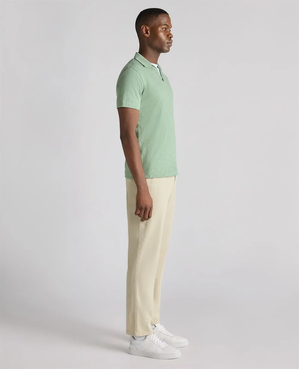 Remus Uomo Open Collar Cotton Polo Shirt - Green - L