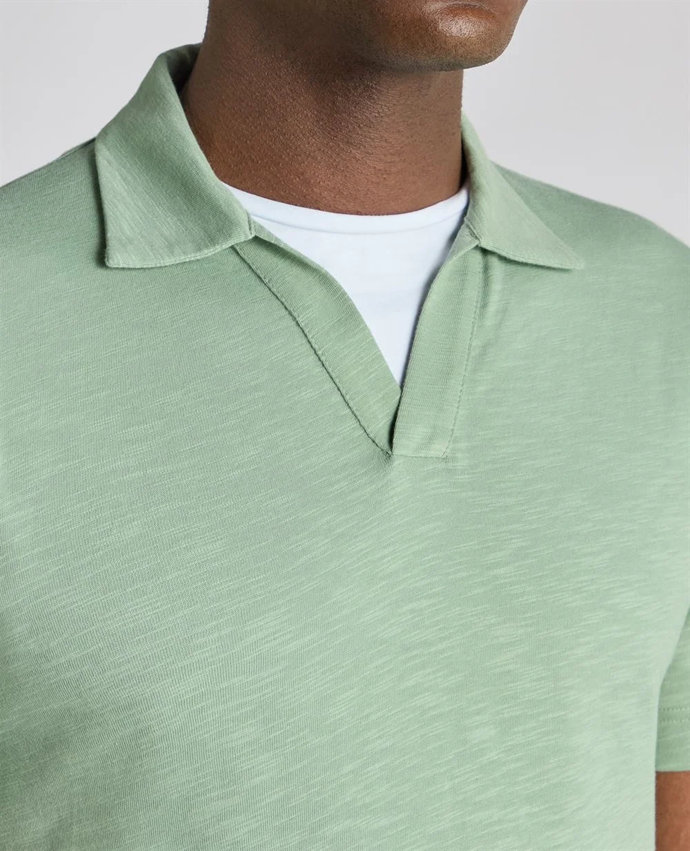 Remus Uomo Open Collar Cotton Polo Shirt - Green - L