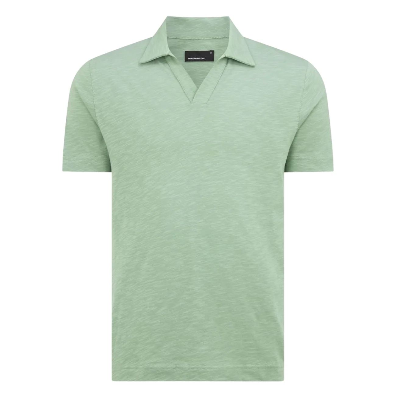 Remus Uomo Open Collar Cotton Polo Shirt - Green - L