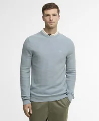 Barbour Essential Honeycomb Crew Neck Sweater - Blue - XL