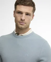 Barbour Essential Honeycomb Crew Neck Sweater - Blue - XL