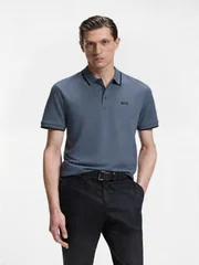 Boss Parlay Contrast Tipped Polo Shirt - Blue - XL