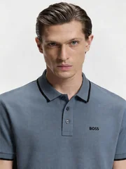Boss Parlay Contrast Tipped Polo Shirt - Blue - XL