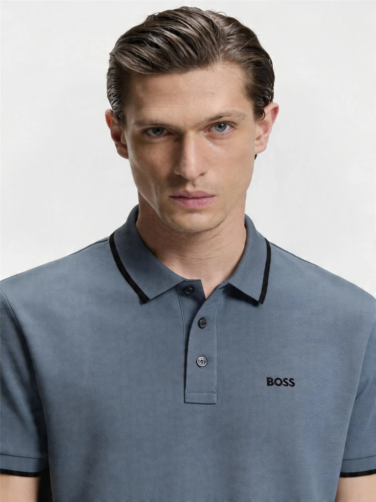 Boss Parlay Contrast Tipped Polo Shirt - Blue - XL