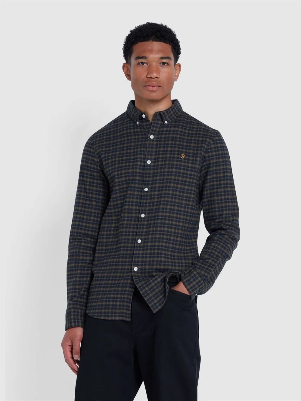 Farah Alban Check Shirt - Navy - M
