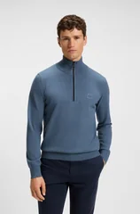 Boss Kanobix_S Zip-neck Sweater- Blue - XL