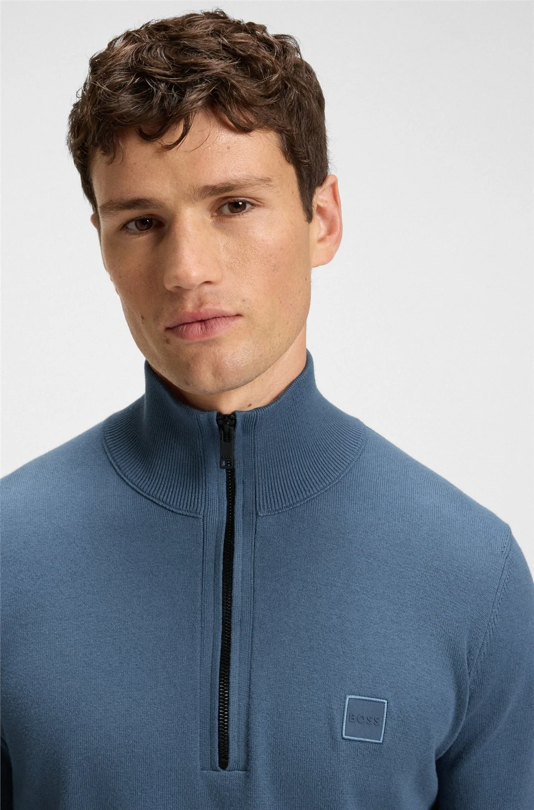 Boss Kanobix_S Zip-neck Sweater- Blue - XL