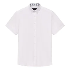 Bugatti Casual Short Sleeve Oxford Shirt - White - 3XL