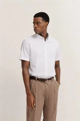 Bugatti Casual Short Sleeve Oxford Shirt - White - 3XL