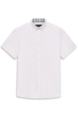 Bugatti Casual Short Sleeve Oxford Shirt - White - 3XL