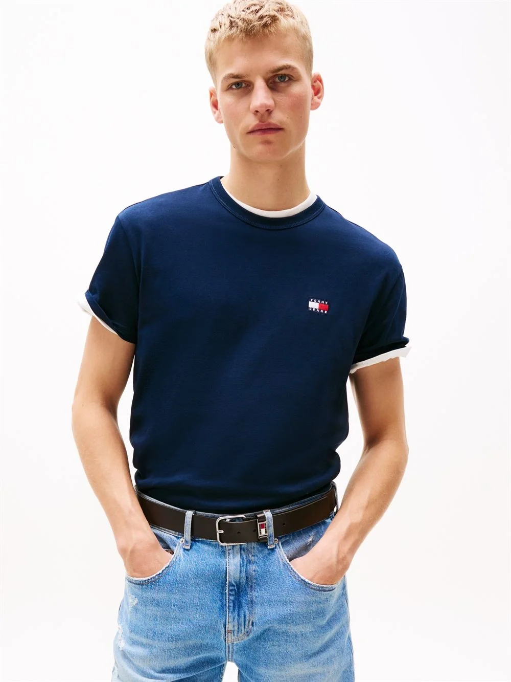 Tommy Jeans Tonal Tommy Badge Crew Neck T-Shirt - Navy - L