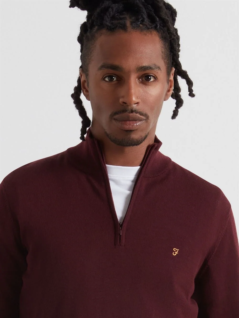 Farah Redchurch Merino Wool Sweater - Wine - XL