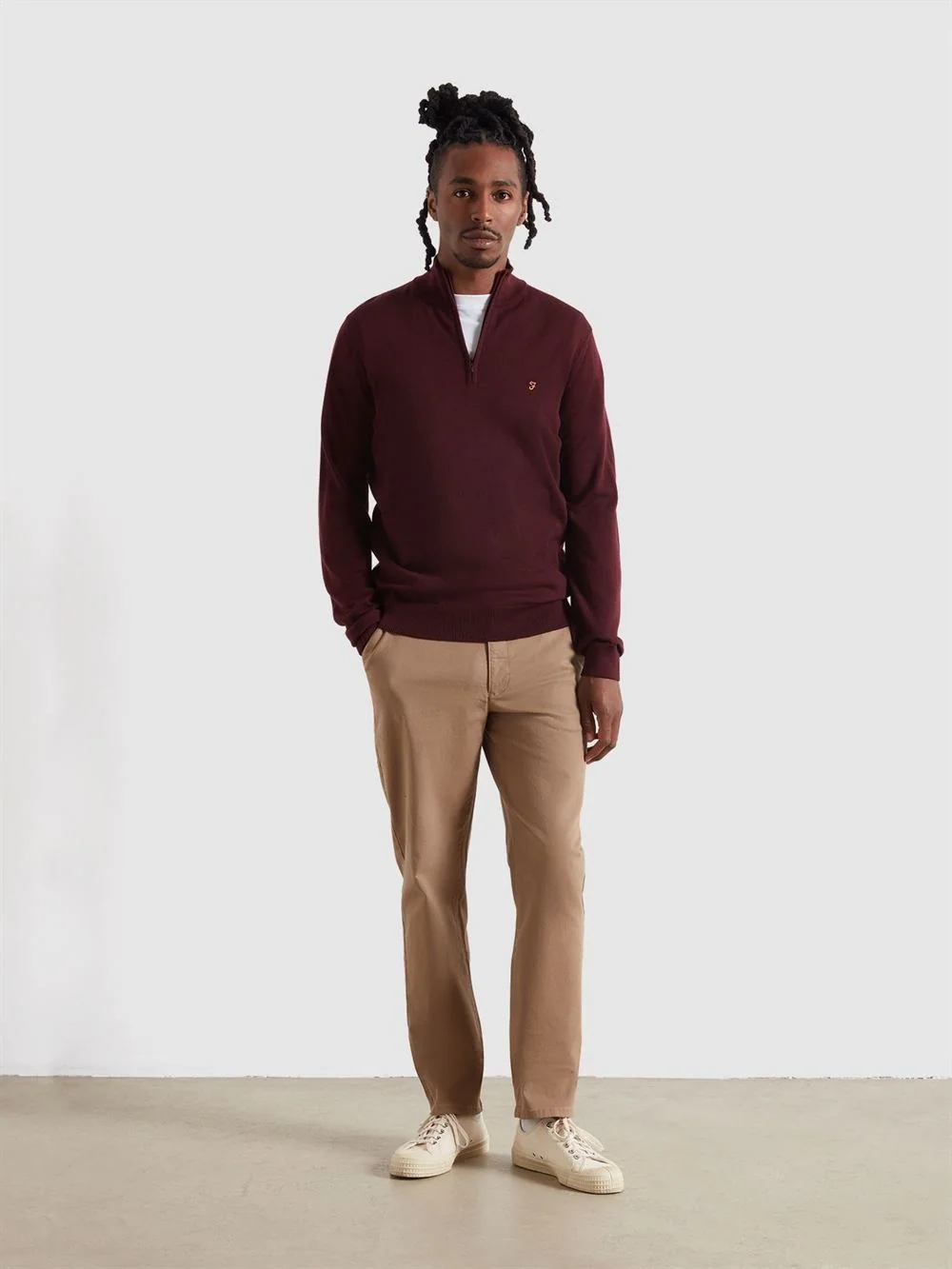 Farah Redchurch Merino Wool Sweater - Wine - XL
