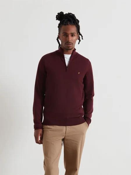 Farah Redchurch Merino Wool Sweater - Wine - XL