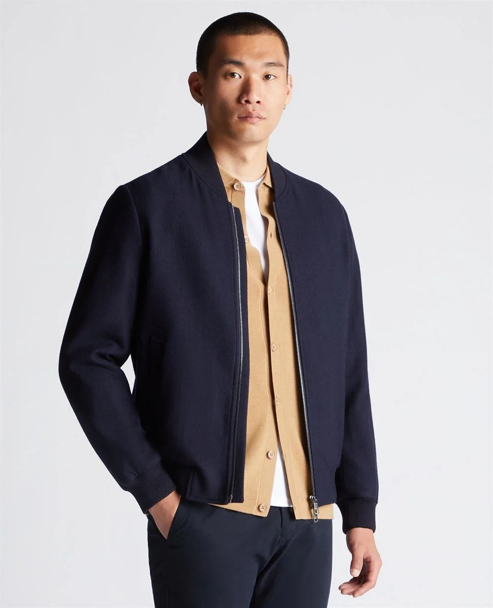 Remus Uomo Remus Flannel Bomber Jacket - Navy - XL