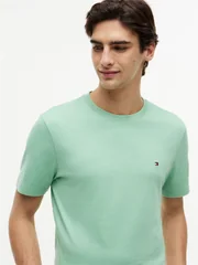 Tommy Hilfiger Flag Embroidery Crew Neck T-Shirt - Cut Grass Green - L