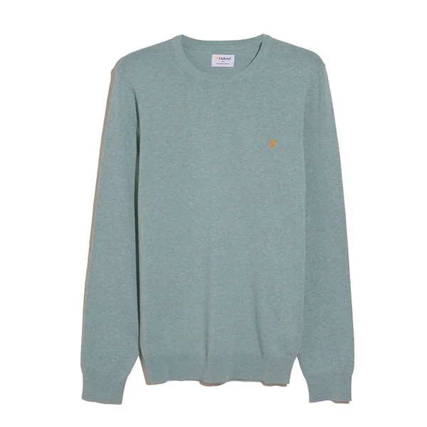 Farah Mullen Cotton Crew Neck Sweater - Green Mist - XL