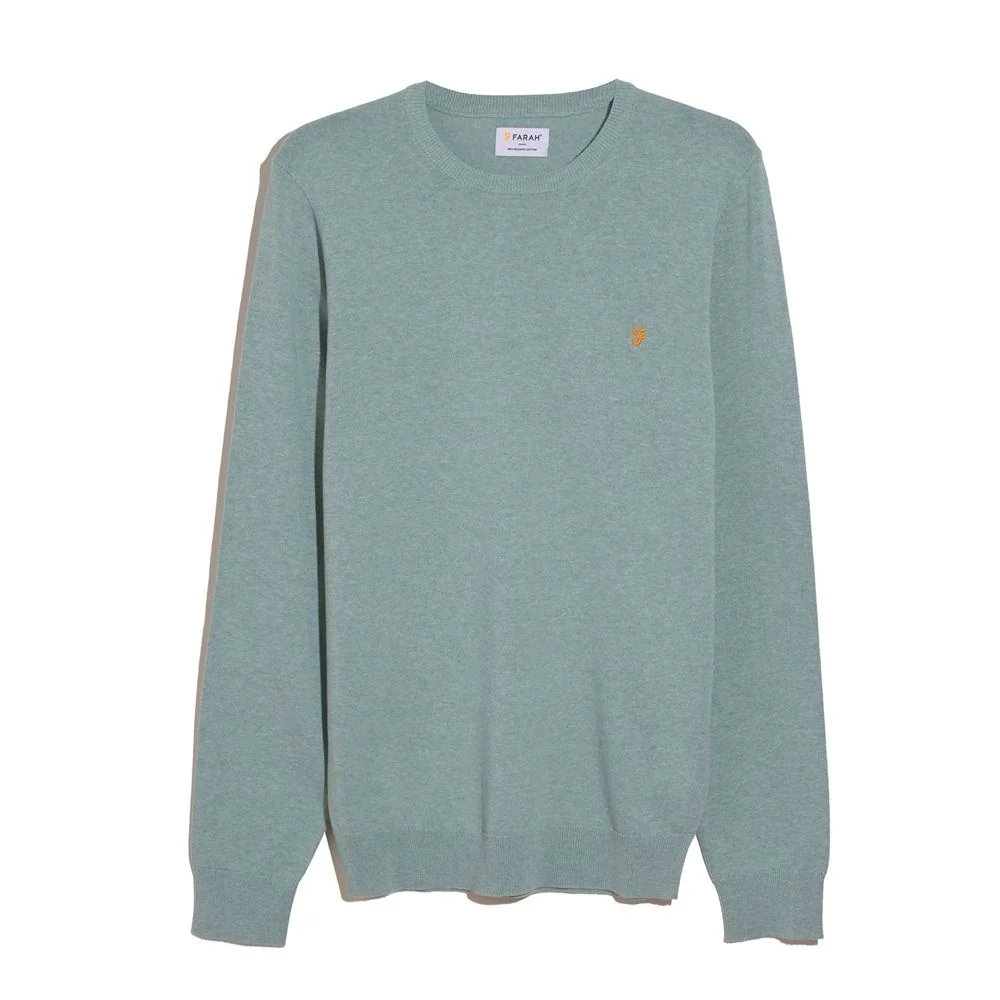 Farah Mullen Cotton Crew Neck Sweater - Green Mist - XL
