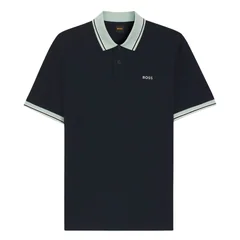 Boss Pe Blocks Cotton-jersey Polo Shirt - Navy - XL