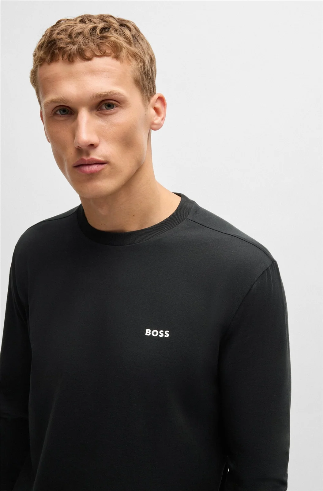 Boss Stretch Cotton Long Sleeve Tee - Black - XL