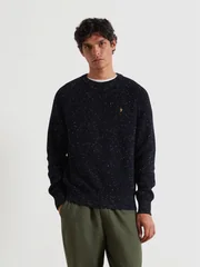 Farah Sage Nepped Sweater - Navy - M