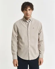 Gant Regular Fit Cotton Corduroy Shirt - Beige - 2XL