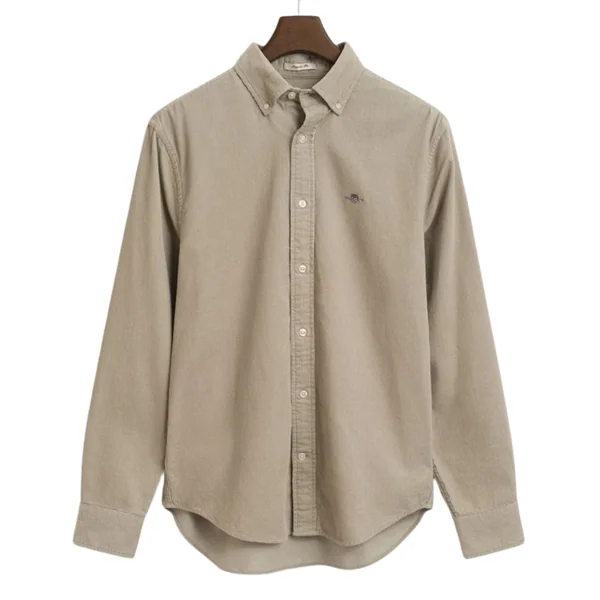 Gant Regular Fit Cotton Corduroy Shirt - Beige - 2XL