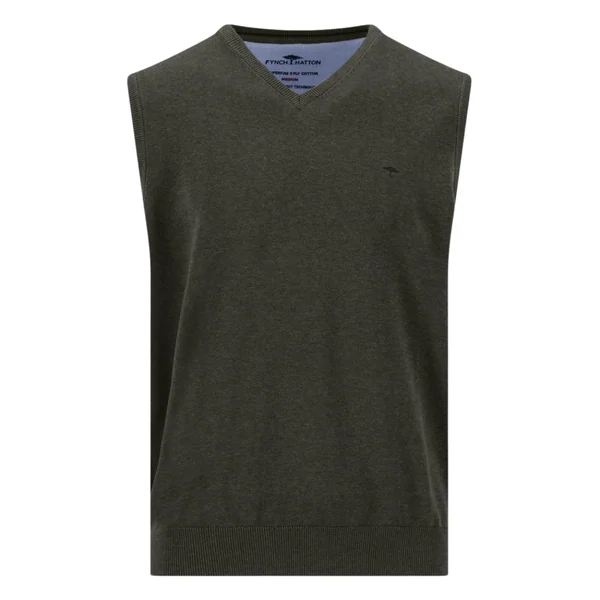 Fynch Hatton Slipover Superfine Vest Sweater - Green - L