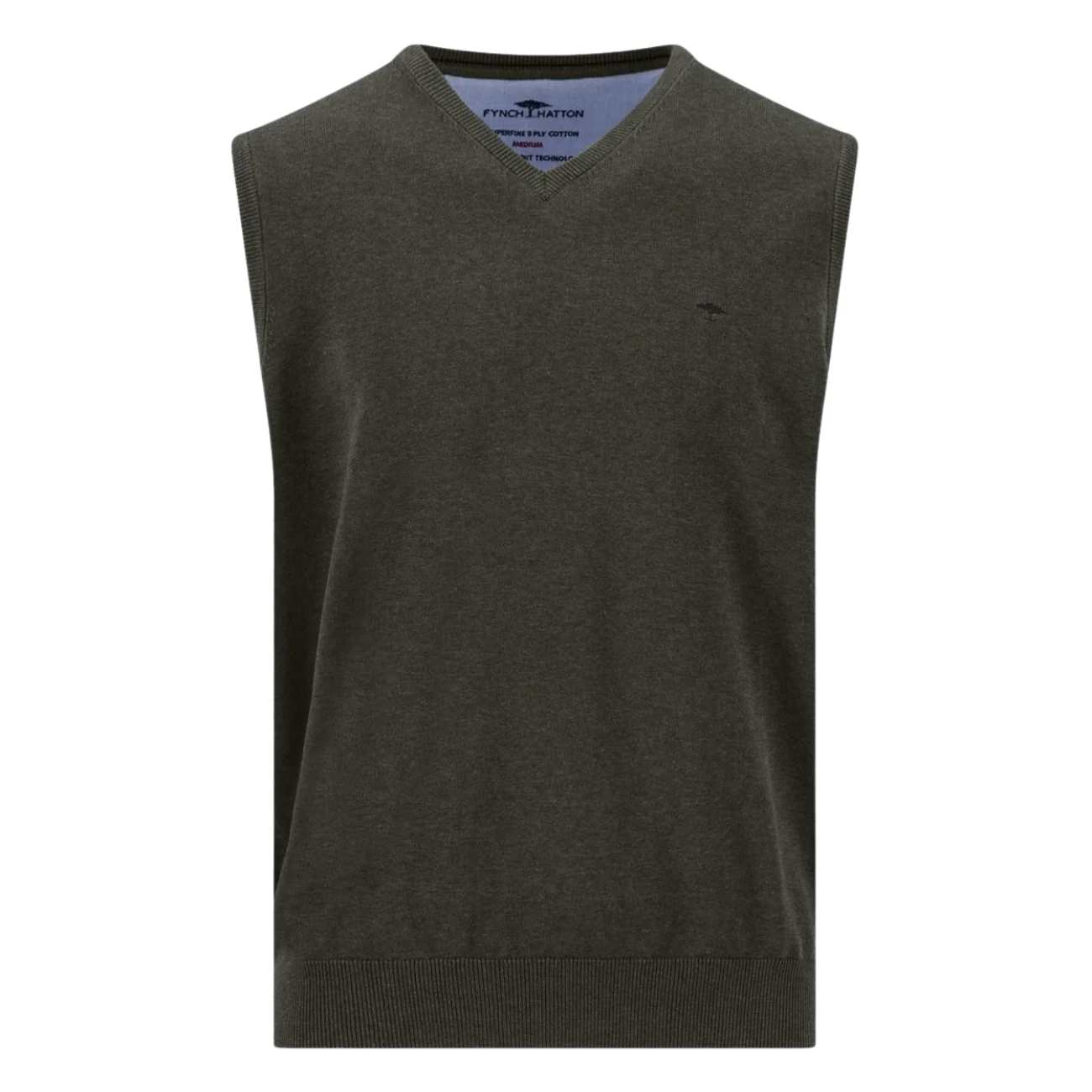 Fynch Hatton Slipover Superfine Vest Sweater - Green - L