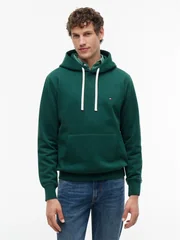 Tommy Hilfiger Peached Fleece Contrast Drawstring Hoodie - Green - S